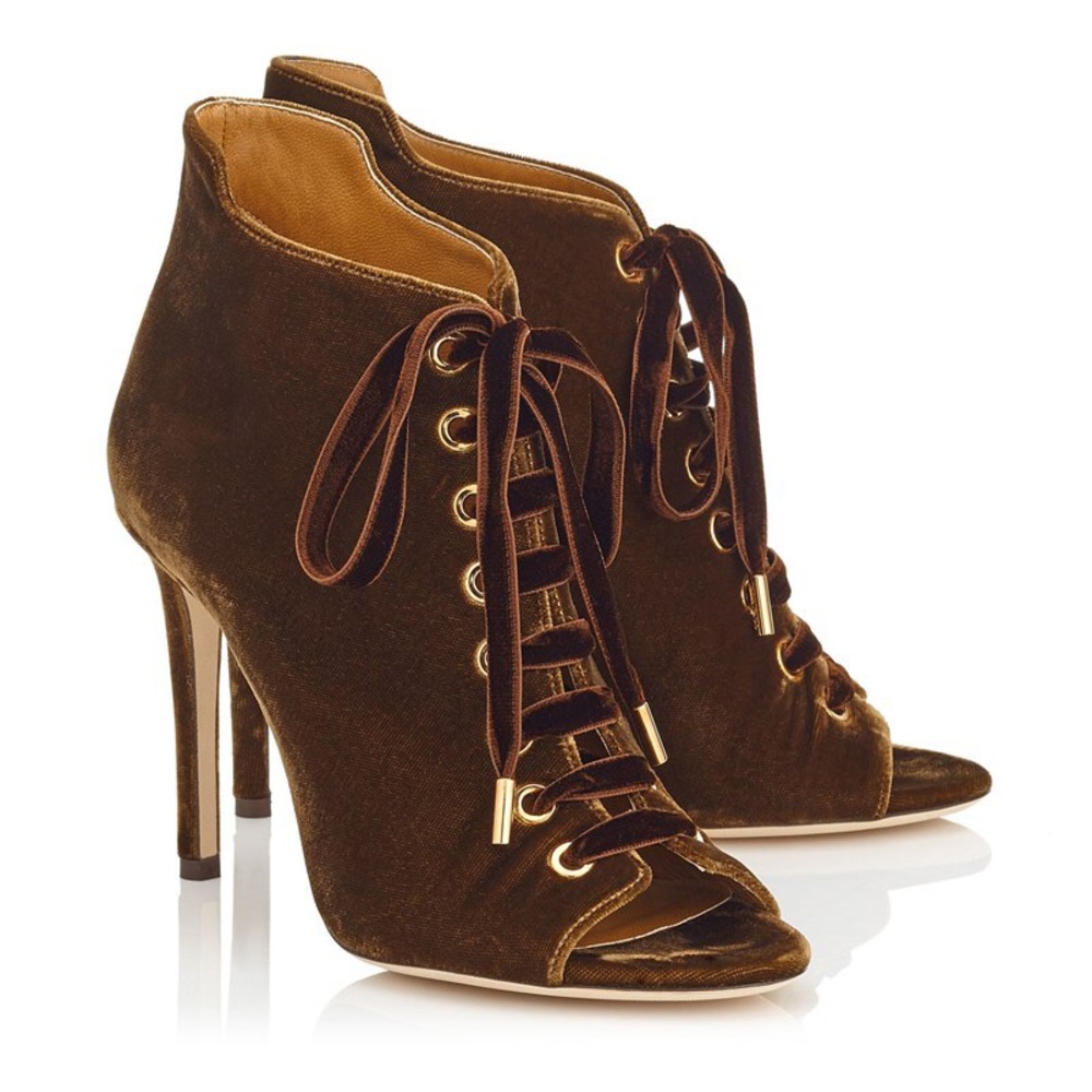 NIB Jimmy Choo Mavy Velvet Peeptoe Booties